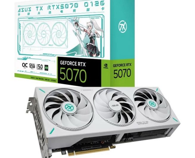Asus представила белоснежную GeForce RTX 5070 TX Gaming с бирюзовыми акцентами