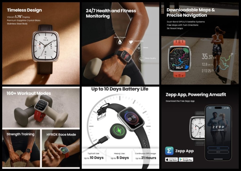 Amazfit представила смарт-часы Active 2 Square с ярким AMOLED-экраном и GPS за $150